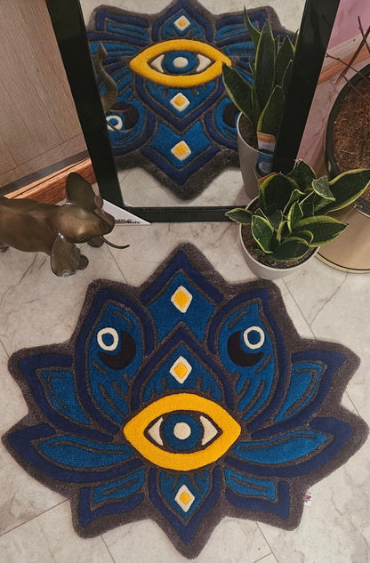 Lotus Vision Hand - Tufted Fiber Art Painting - Kreative Artisan Threads