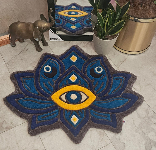 Lotus Vision Hand - Tufted Fiber Art Painting - Kreative Artisan Threads