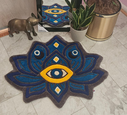 Lotus Vision Hand - Tufted Fiber Art Painting - Kreative Artisan Threads