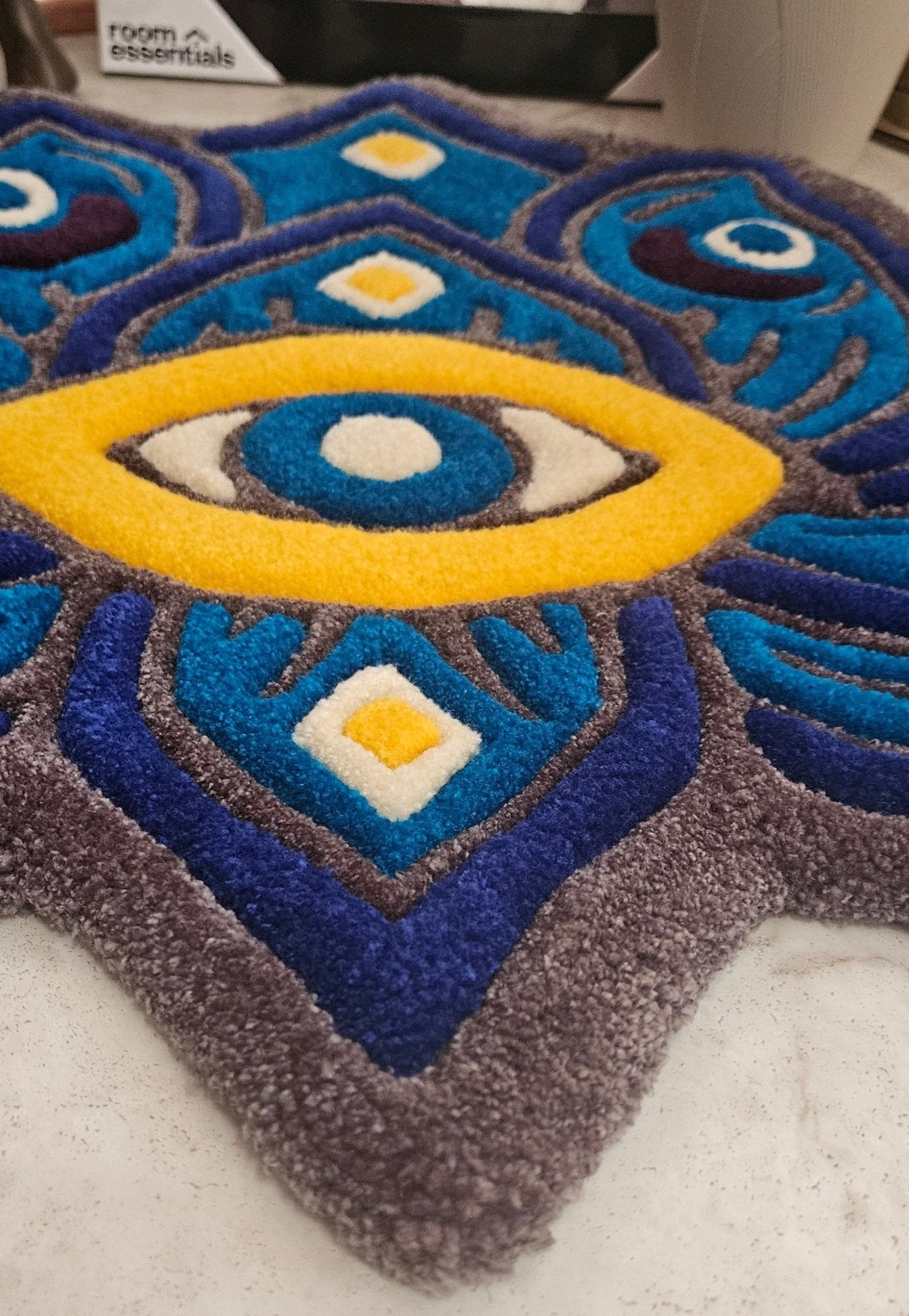 Lotus Vision Hand - Tufted Fiber Art Painting - Kreative Artisan Threads