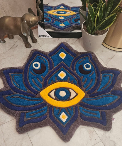 Lotus Vision Hand - Tufted Fiber Art Painting - Kreative Artisan Threads