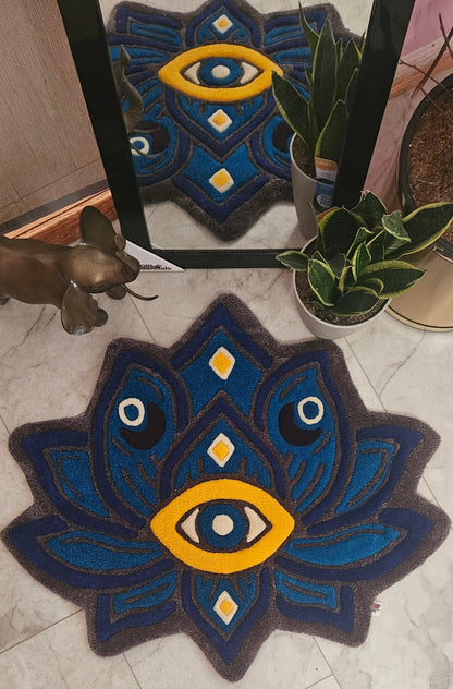 Lotus Vision Hand - Tufted Fiber Art Painting - Kreative Artisan Threads