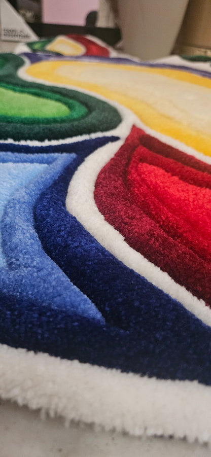 Sacred Turtle Flow Hand - Tufted Fiber Art Painting - Kreative Artisan Threads