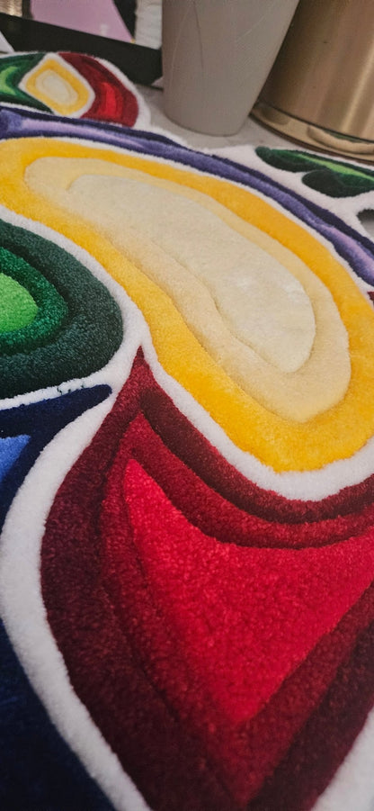 Sacred Turtle Flow Hand - Tufted Fiber Art Painting - Kreative Artisan Threads